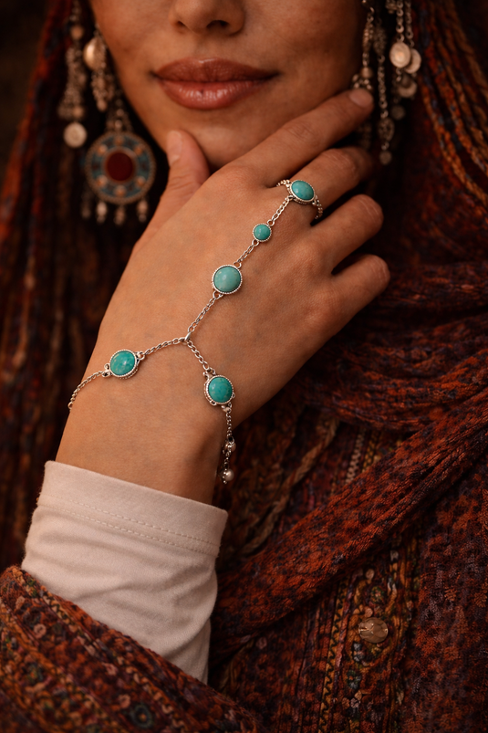 Turquoise Hand Chain Bracelet