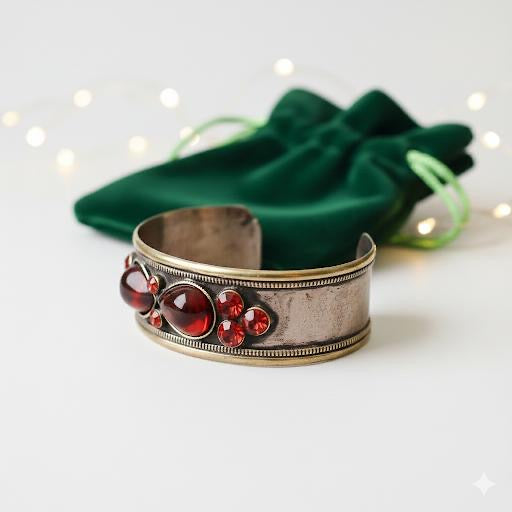 Red Drop Bronze Cuff